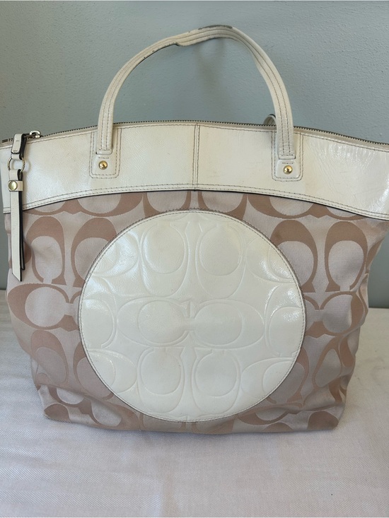 Coach Handbags - Coach Cream and Light Pink Signature Tote
